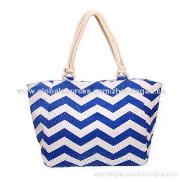 New design chevron tote bag with cotton srtip